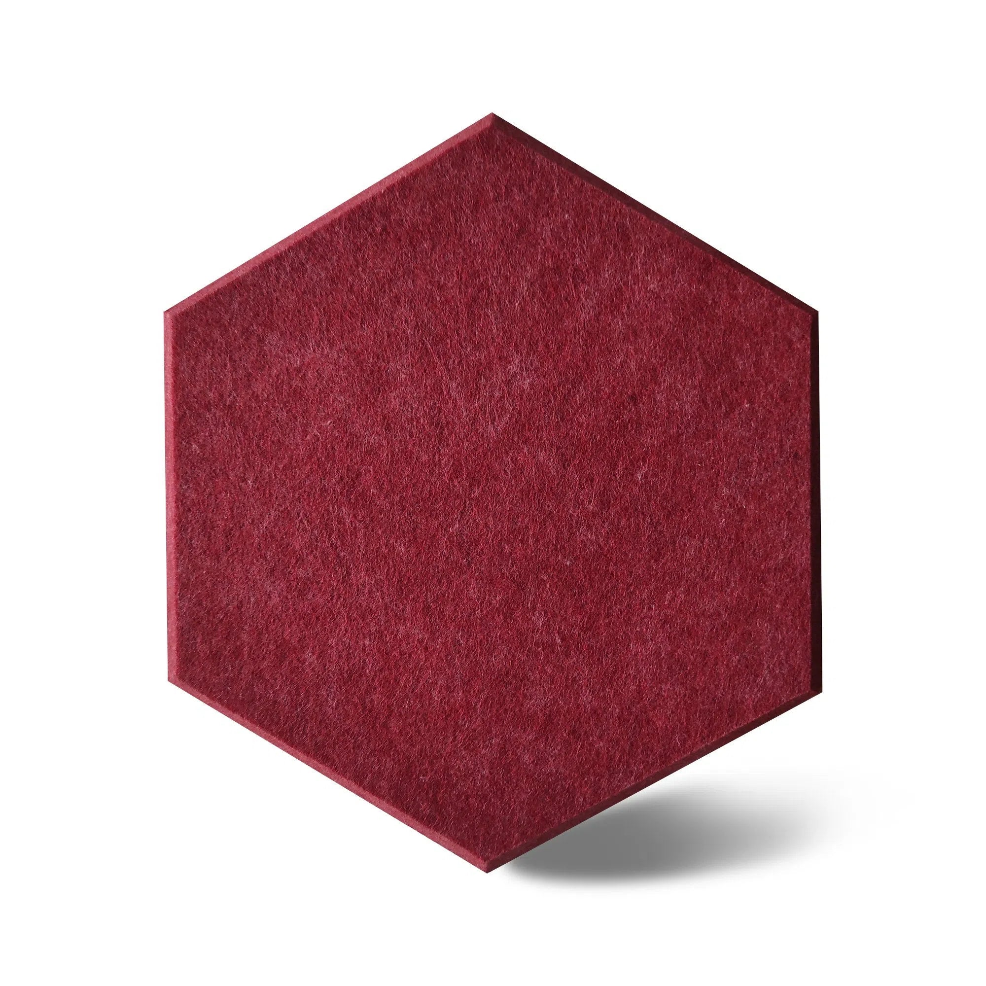 Close-up view of HEXA 3D Felt PET Wall Panels Sample - RED | DecorMania UK